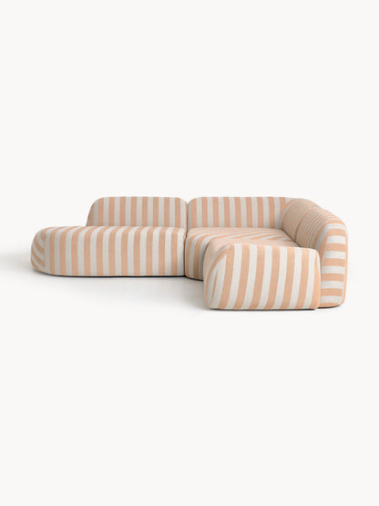 Warehamy Wolke Striped Modular Corner Sofa with Chaise Longue (4-Seater)