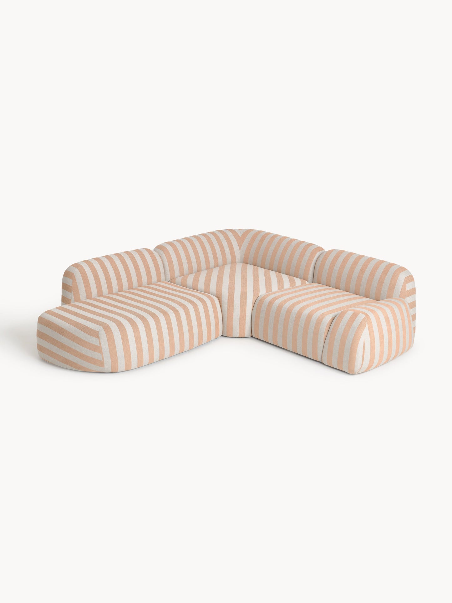 Warehamy Wolke Striped Modular Corner Sofa with Chaise Longue (4-Seater)