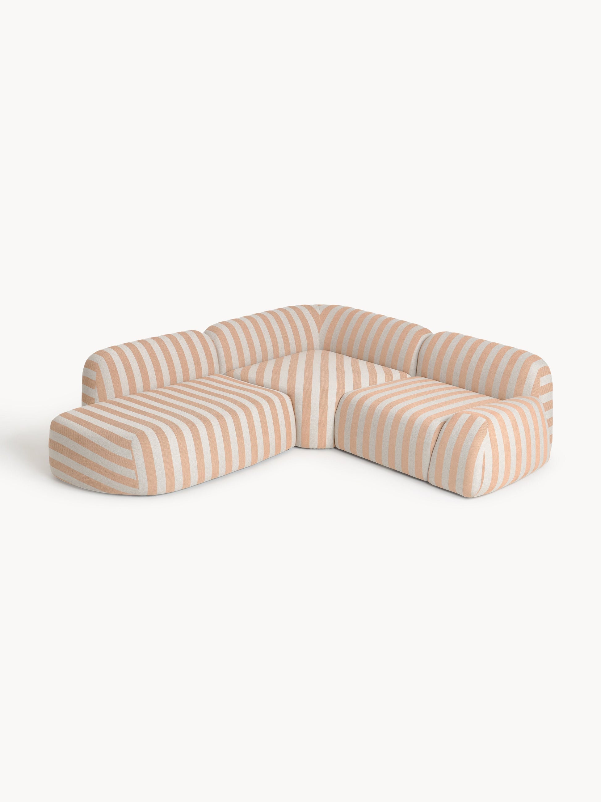 Warehamy Wolke Striped Modular Corner Sofa with Chaise Longue (4-Seater)