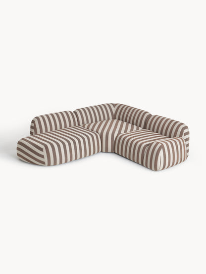Warehamy Wolke Striped Modular Corner Sofa with Chaise Longue (4-Seater)