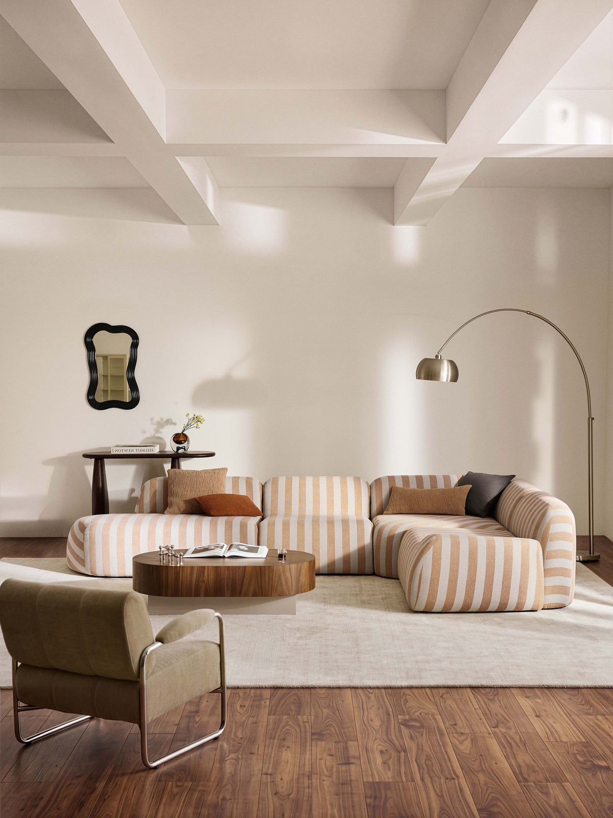 Warehamy Wolke Striped XL Modular Corner Sofa with Chaise Longue