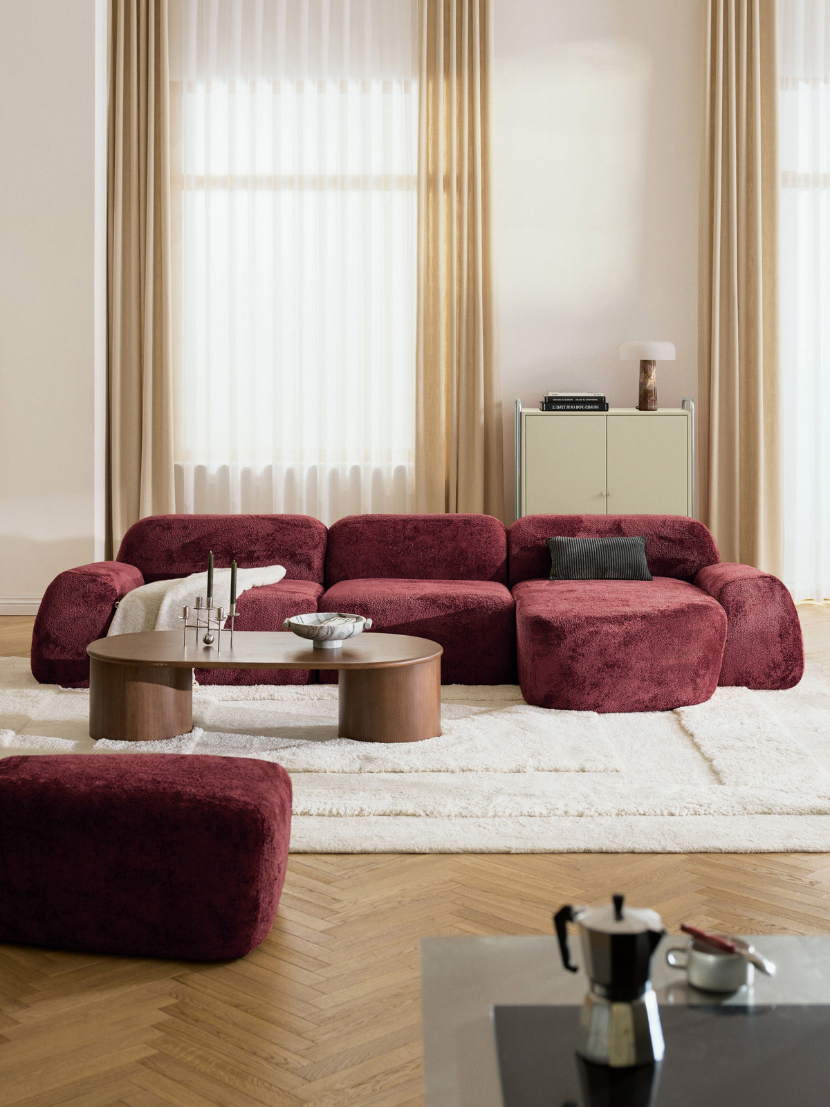 Warehamy Wolke Teddy Bouclé Corner Sofa, Modular, 4-Seater