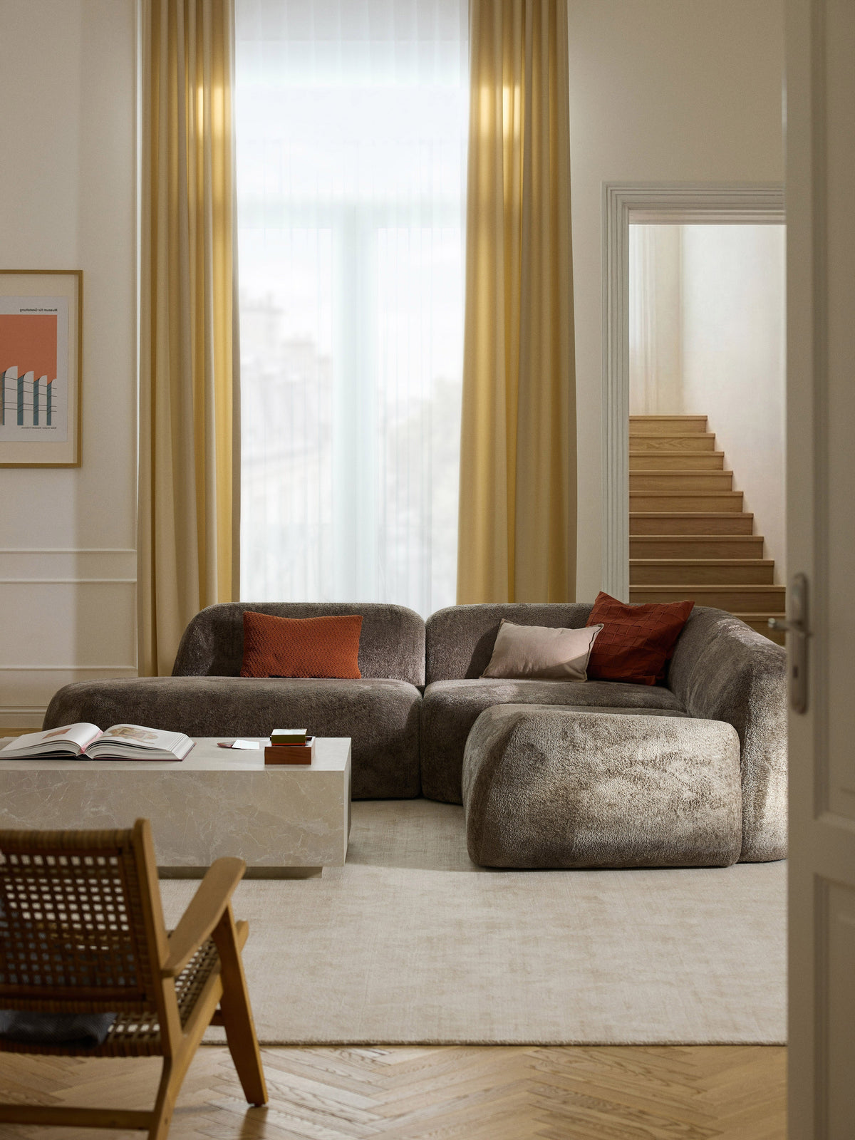 Warehamy Wolke Teddy Bouclé Corner Sofa with Chaise Longue, Modular, 4-Seater
