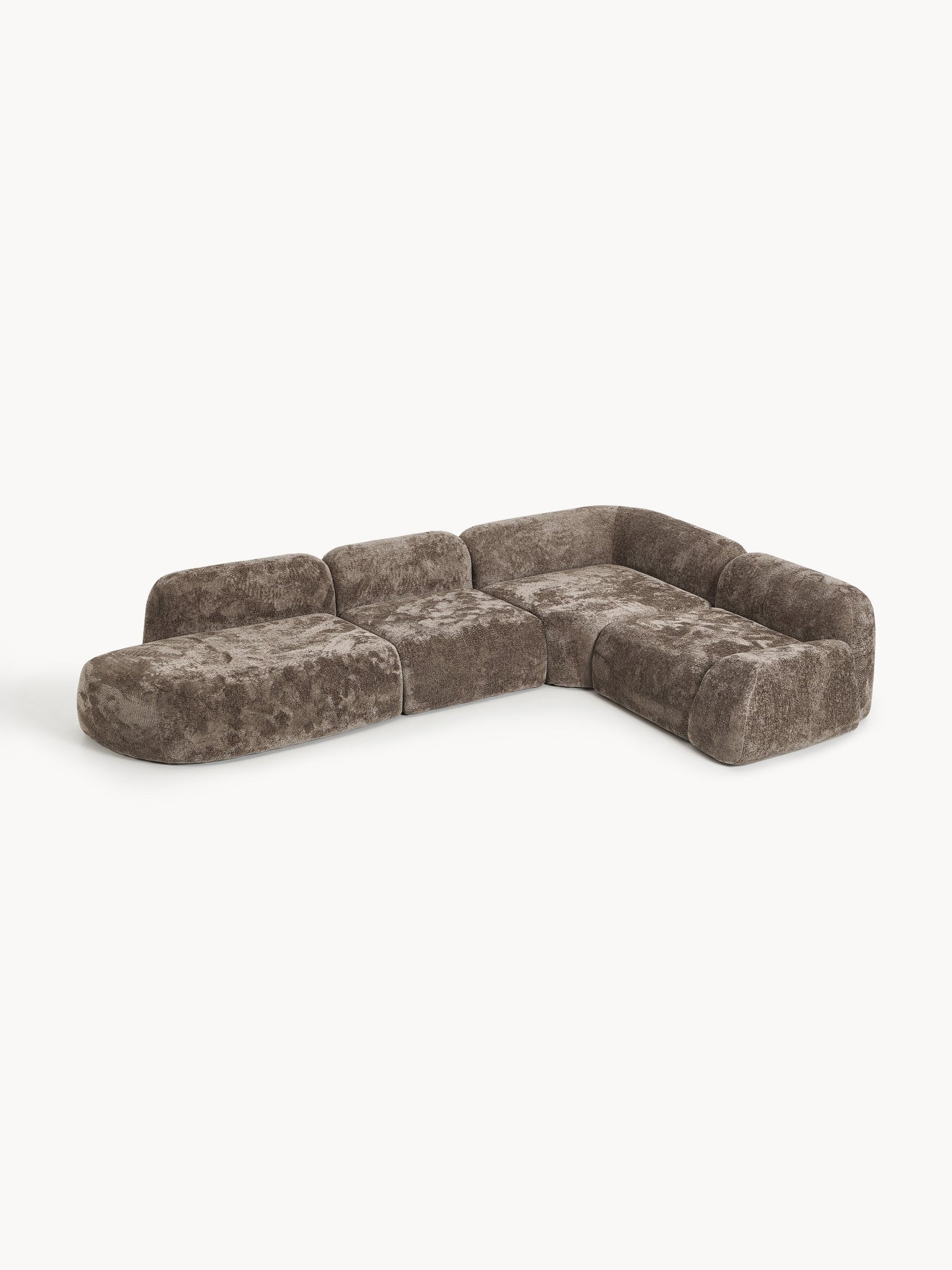 Warehamy Wolke Teddy Bouclé Modular Corner Sofa with Chaise Longue, XL
