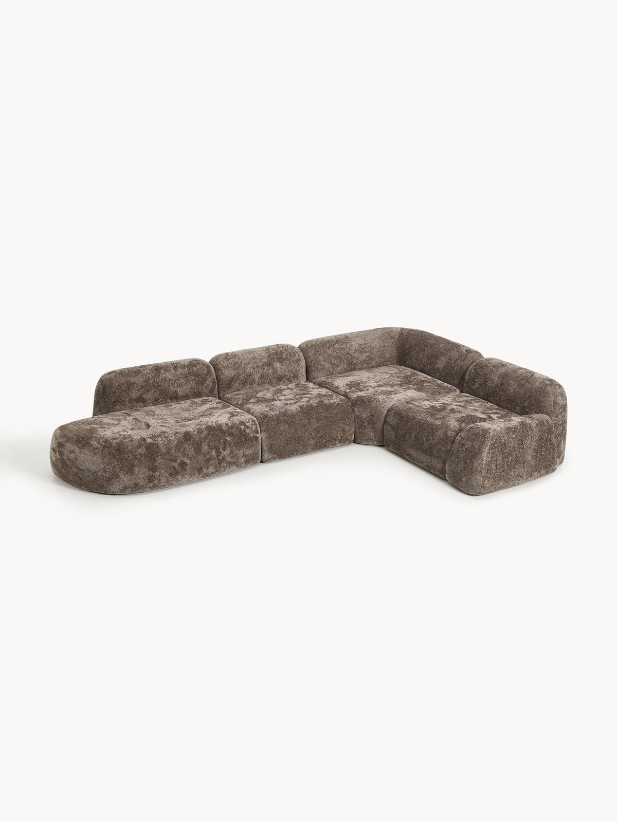 Warehamy Wolke Teddy Bouclé Modular Corner Sofa with Chaise Longue, XL