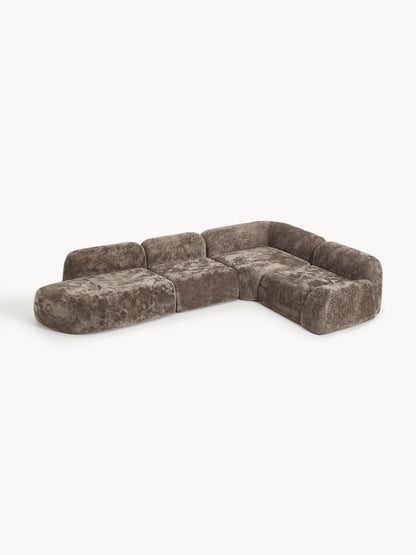 Warehamy Wolke Teddy Bouclé Modular Corner Sofa with Chaise Longue, XL