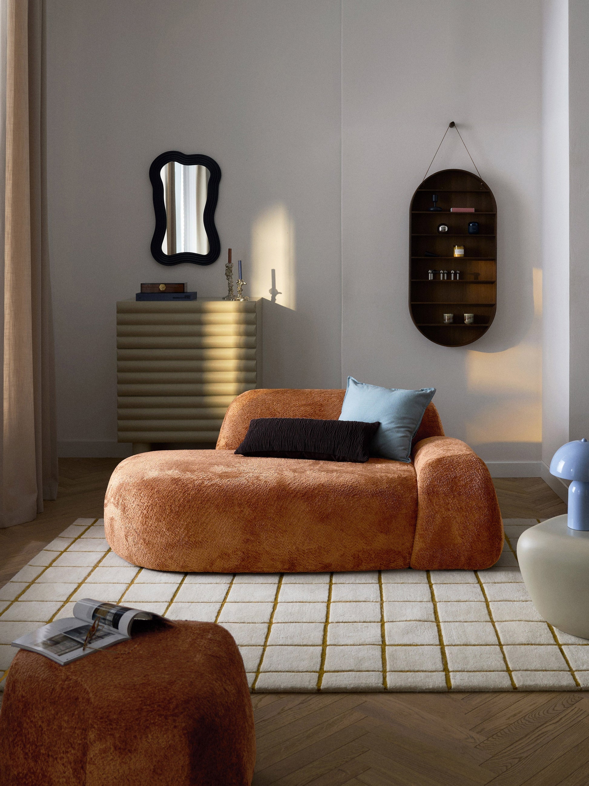 Warehamy Wolke Teddy Bouclé Sofa with Chaise Longue, 2-Seater