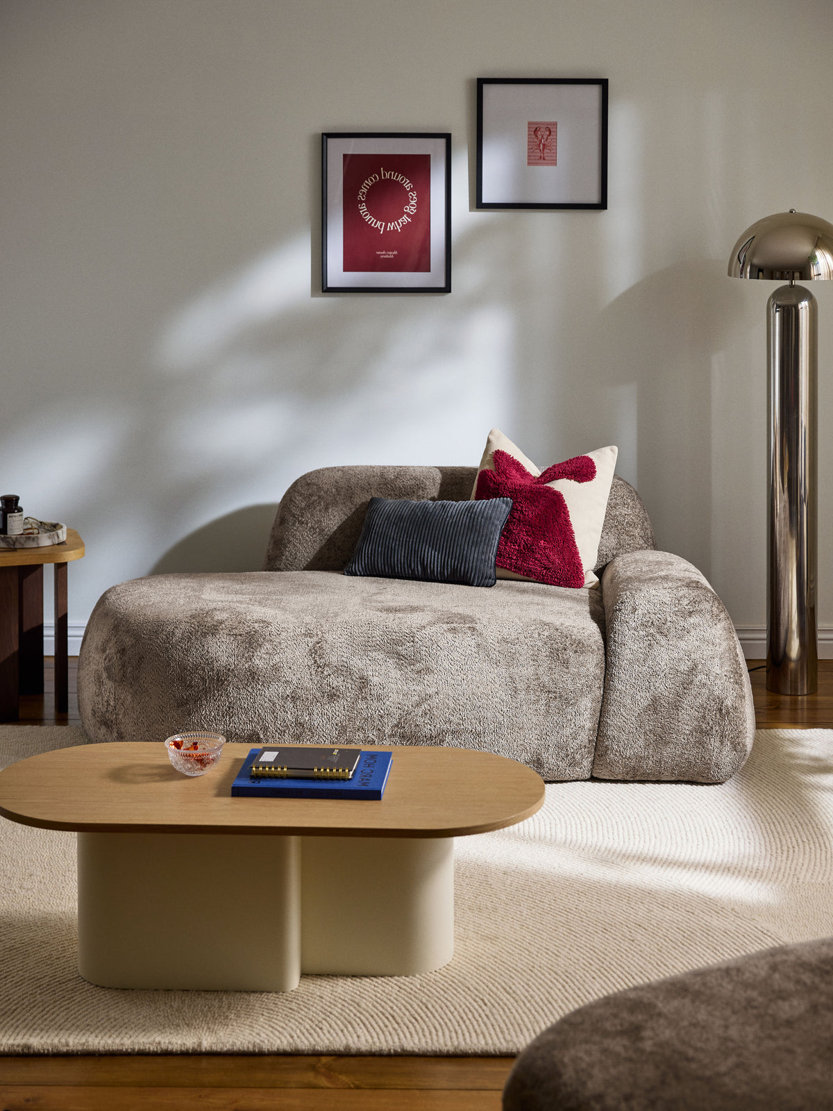 Warehamy Wolke Teddy Bouclé Sofa with Chaise Longue, 2-Seater