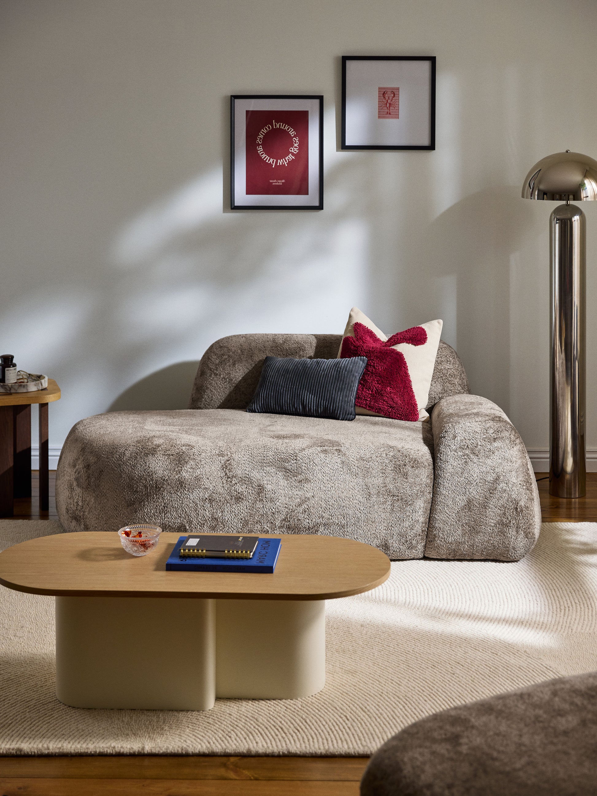 Warehamy Wolke Teddy Bouclé Sofa with Chaise Longue, 2-Seater
