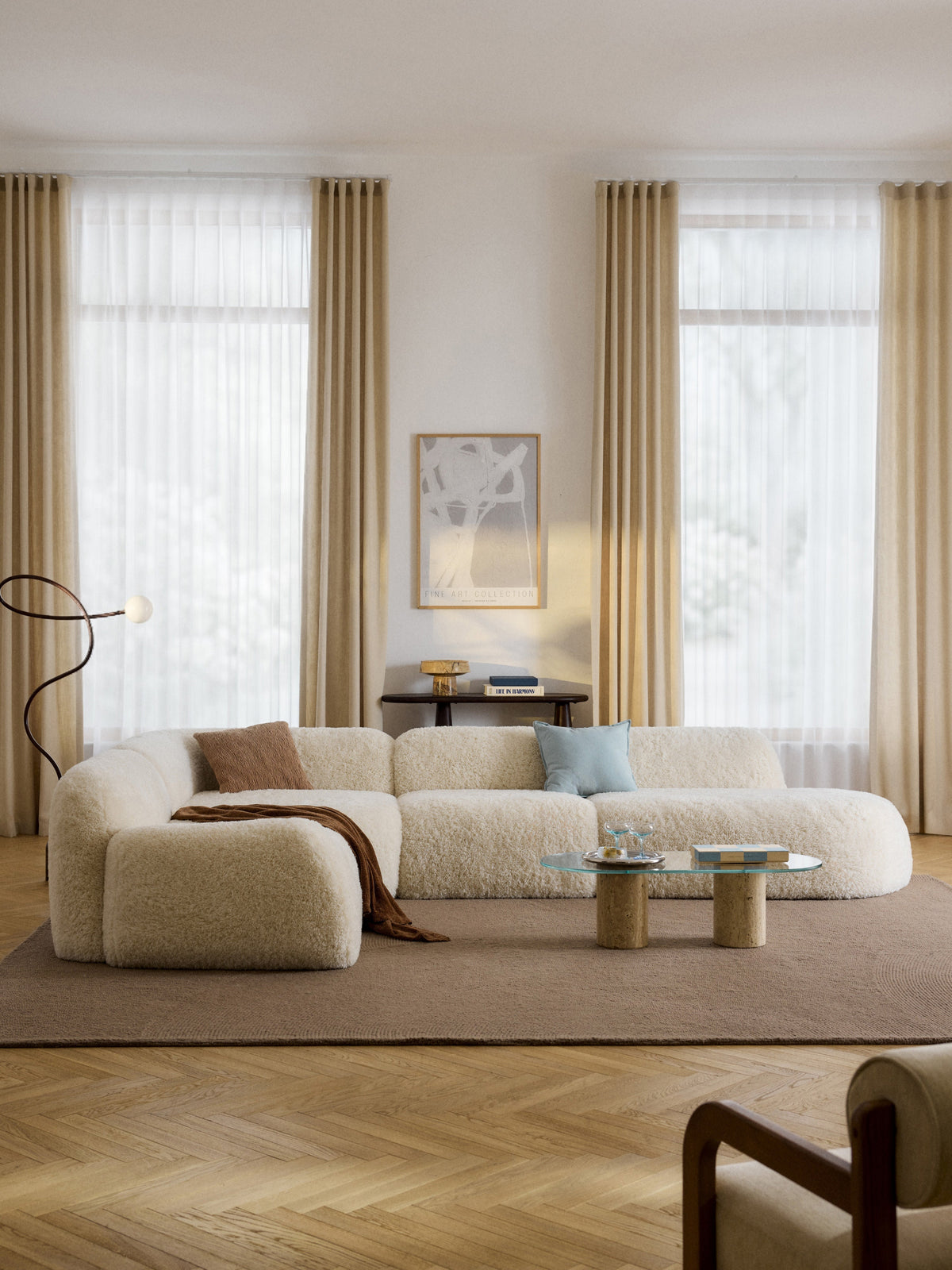 Warehamy Wolke Teddy Modular XL Corner Sofa with Chaise Longue