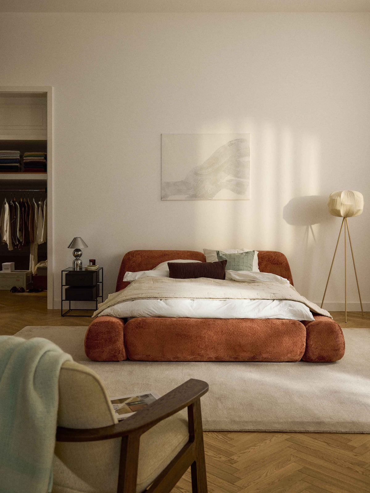 Warehamy Wolke Upholstered Teddy Bouclé Bed